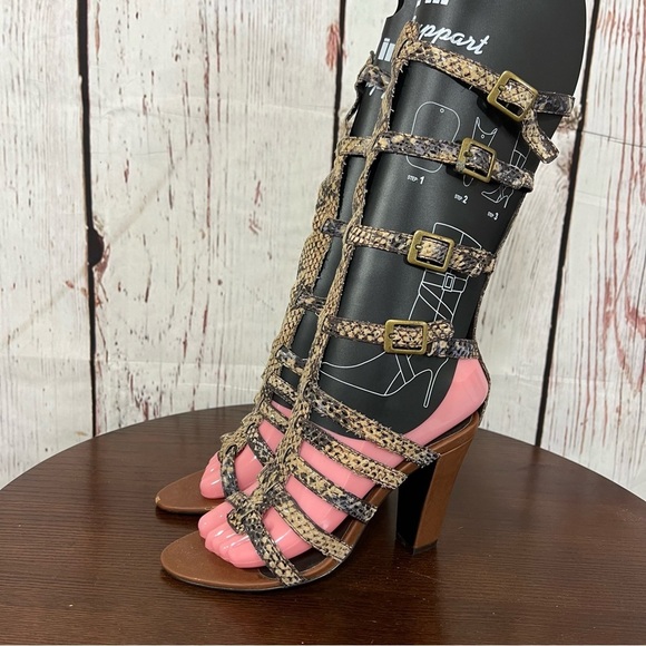 JEFFREY CAMPBELL BOND snake skin embossed Women's Strappy Gladiator Heels Size 7 - Picture 14 of 16